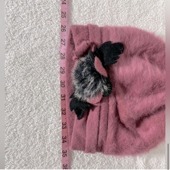 Forbusite Dusty Rose Pink Angora Wool Blend Beanie Beret Hat - Picture 8 of 9